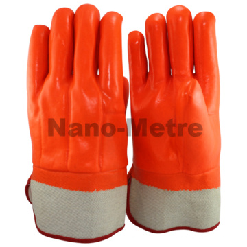 NMSAFETY luvas de trabalho de PVC fluorescente anti luvas de segurança de óleo de PVC orange chemical gloves